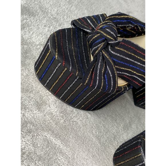 Jessica Simpson | Womens 8 Platform Heels Black Multi Striped Block High Heels - Picture 7 of 11